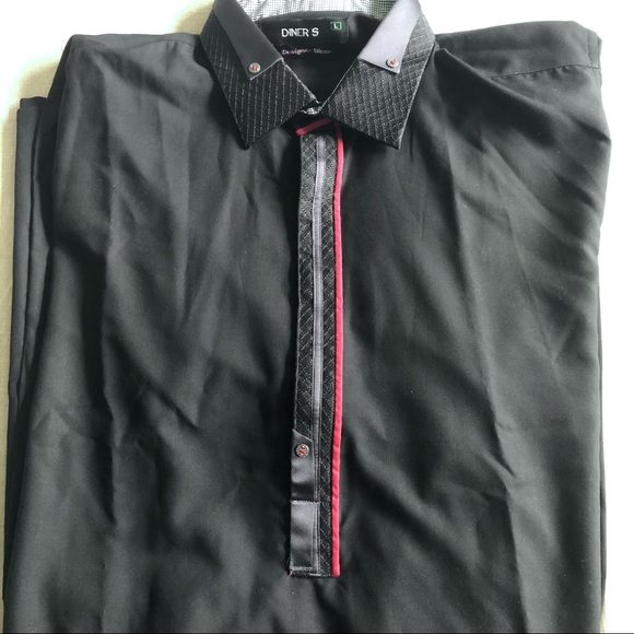 Diner’s Designer Wear Kurta Shalwar Kameez Embroidered Collar Neckline & Cuffs - Picture 4 of 9